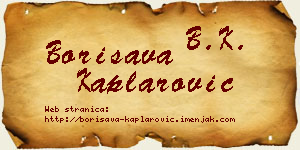 Borisava Kaplarović vizit kartica